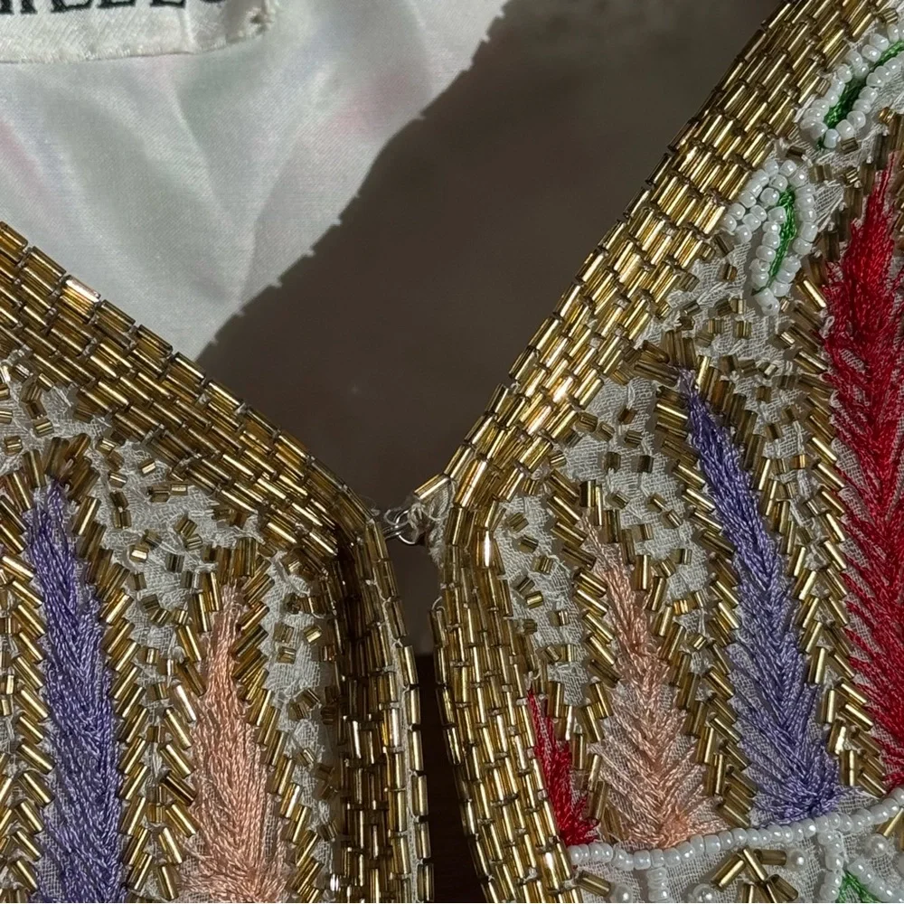 Vintage SweeLo 100% Silk Fully Beaded Embroidered Jacket – Size M (8-10)